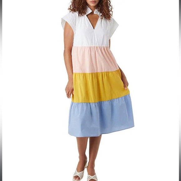 CROSBY by Mollie Burch Dresses & Skirts - CROSBY by Mollie Burch Cap Sleeve Color Block Watts Midi Dress